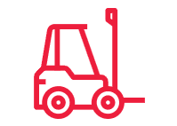 A red forklift is shown in this icon.